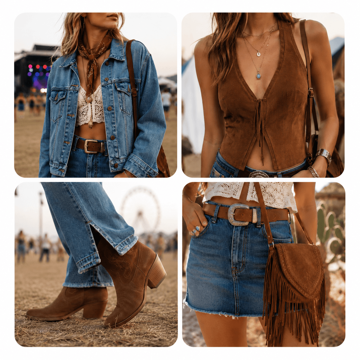 Music festival in denim&brown